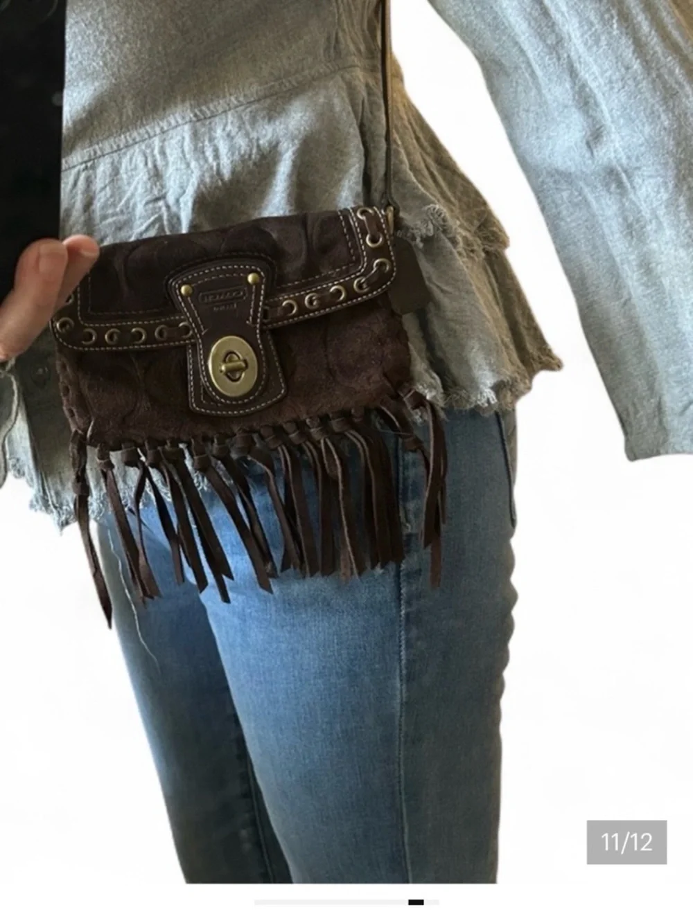 Coach Legacy Small Bag Brown Suede Boho - Picture 11 of 16
